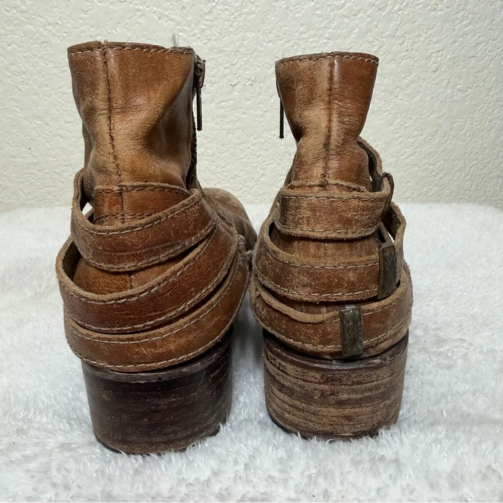 Freebird By Steven Watts Brown Distressed Leather Ankle Boots Size 9